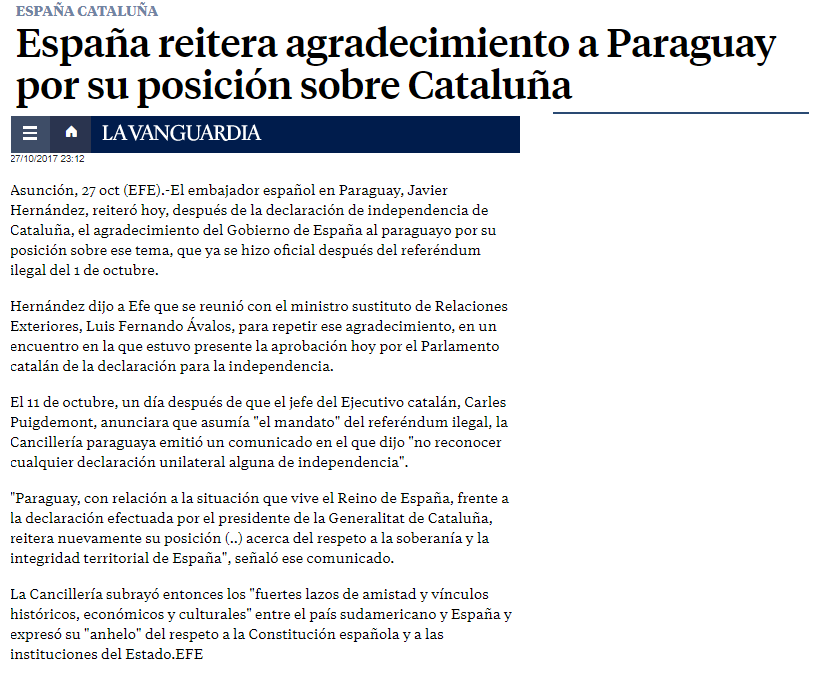 España agradece a PY